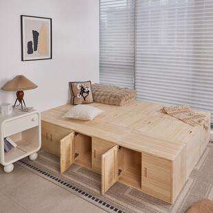 可定榻榻G米木箱子拼床实木储物柜拼TTM床箱长方形收纳箱加宽拼接