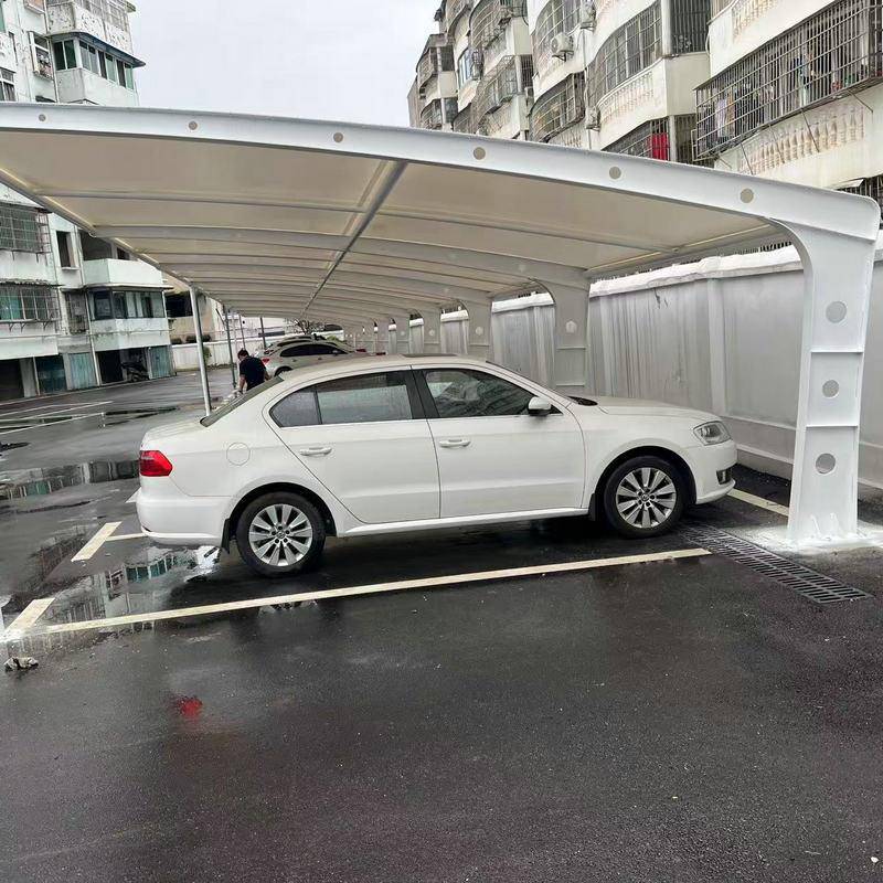 膜结汽车棚停车棚桩能新源轿车充电遮阳雨棚小构区电动自行膜结构