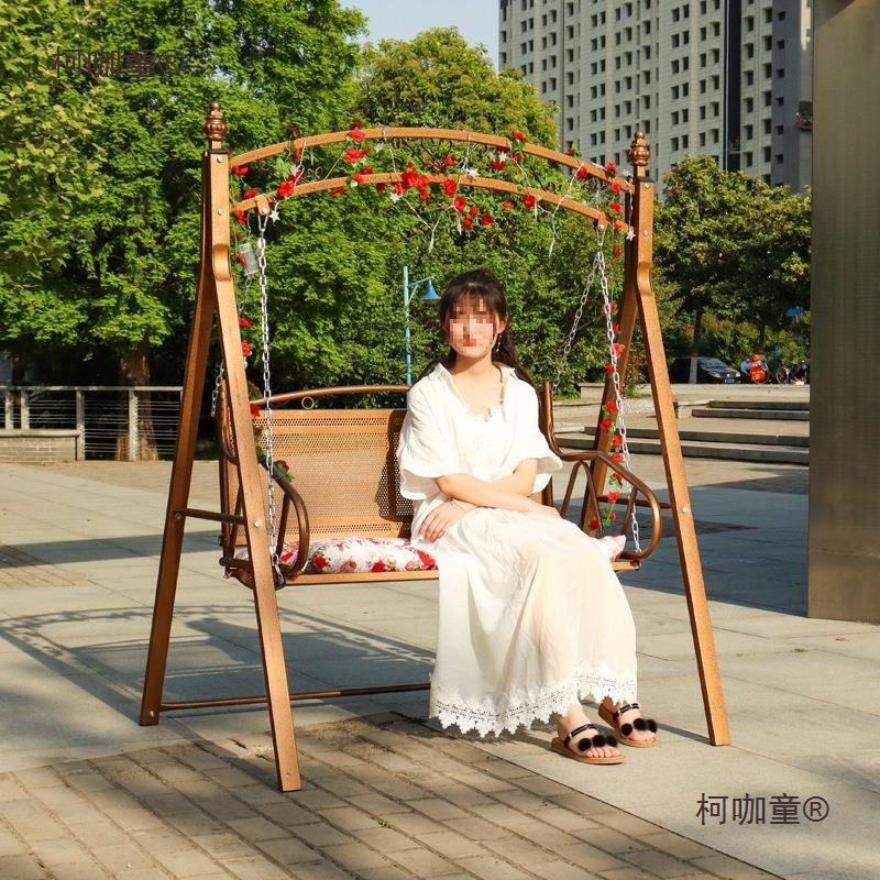 庭院EVU双人秋千家用艺铁椅摇阳台童休闲椅欧式摇篮椅室内儿荡麦