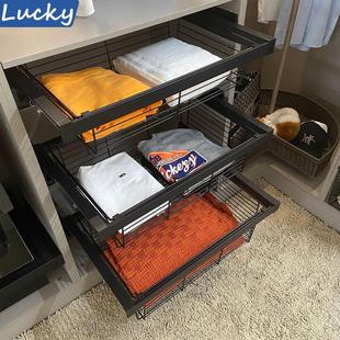 拉克衣柜拉篮抽屉式 架家用衣服收纳架储物篮 衣帽间衣橱内置伸缩裤