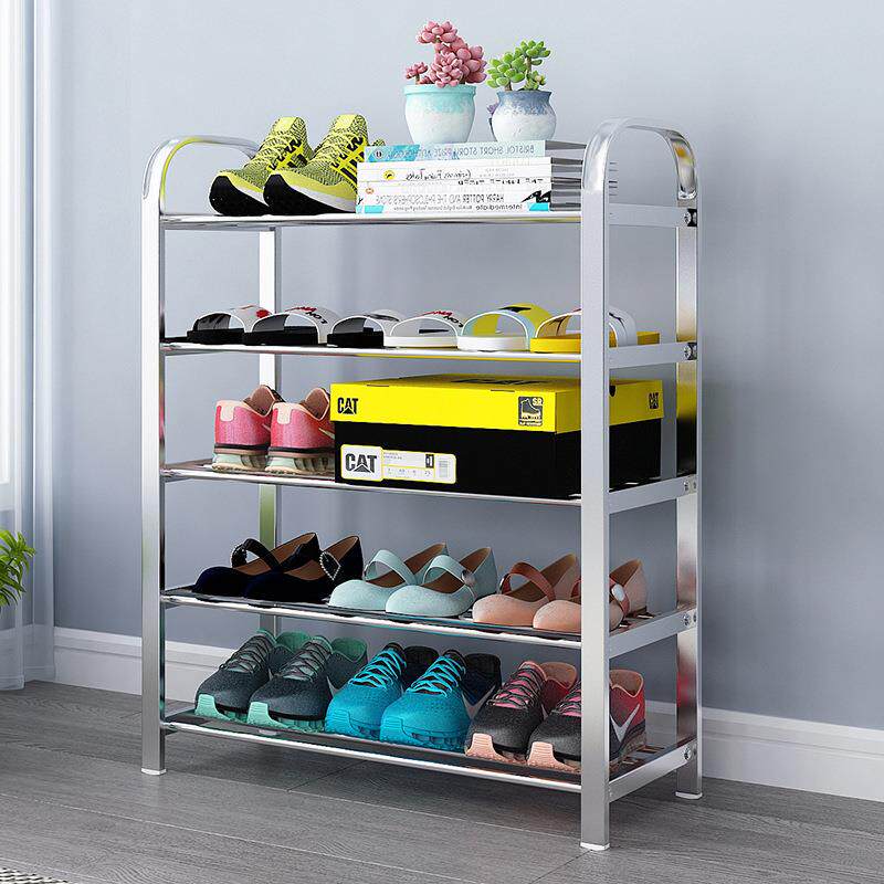 不锈钢鞋架门口鞋柜组装简易多层收纳架玄关落地置物架防尘加固