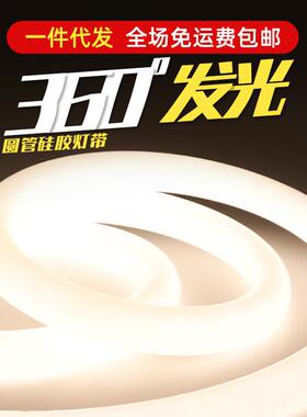 圆形硅胶灯带灯条灯管通体360度发光12v24vled加粗软柔性导光圆柱