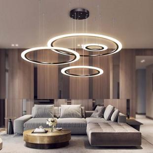 客厅吊灯现代简约led大气北欧风格 灯具套餐 圆环餐吊灯2022年新款