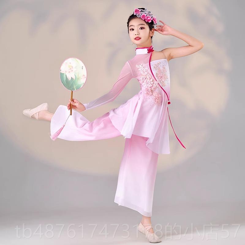 正品儿童典粉舞表演服装胶州秧歌扇独舞古考试服中式表演服装装色