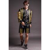 正品 机车皮衣演J出男 字男装 夜店酒吧男歌手D服嘻哈摇滚DS 母个性