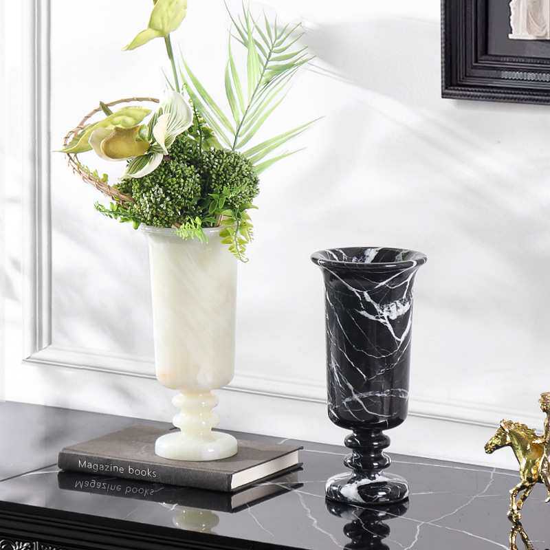 简约现代天然大理石花瓶样板房餐桌电视柜装饰品桌面摆件工艺品