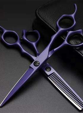 440C美发剪刀 紫色烤漆 发型师剪刀 GR-6寸理发剪 牙剪