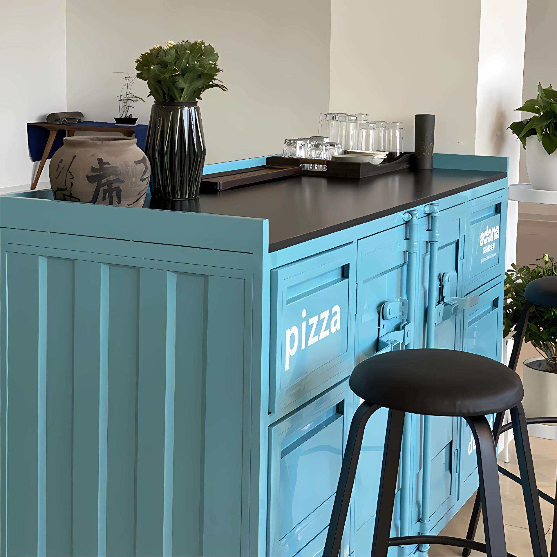 铁艺工业风台柜靠墙一体置物架现代简约风餐边柜咖啡机吧台柜