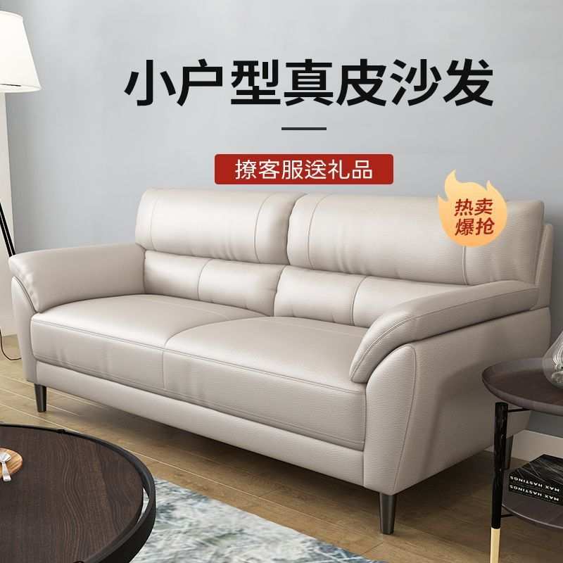北欧真皮沙发小户型三人位现代简约客厅组合办公室双人头层皮沙发