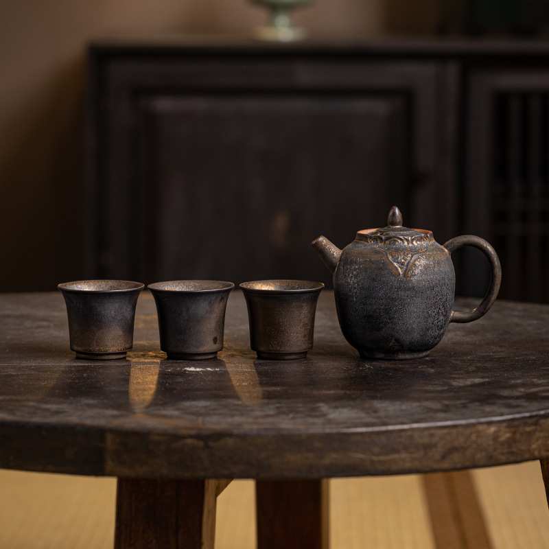 铁锈釉陶瓷杯茶杯茶壶一壶三杯高档礼盒装便携式家用办公室会客