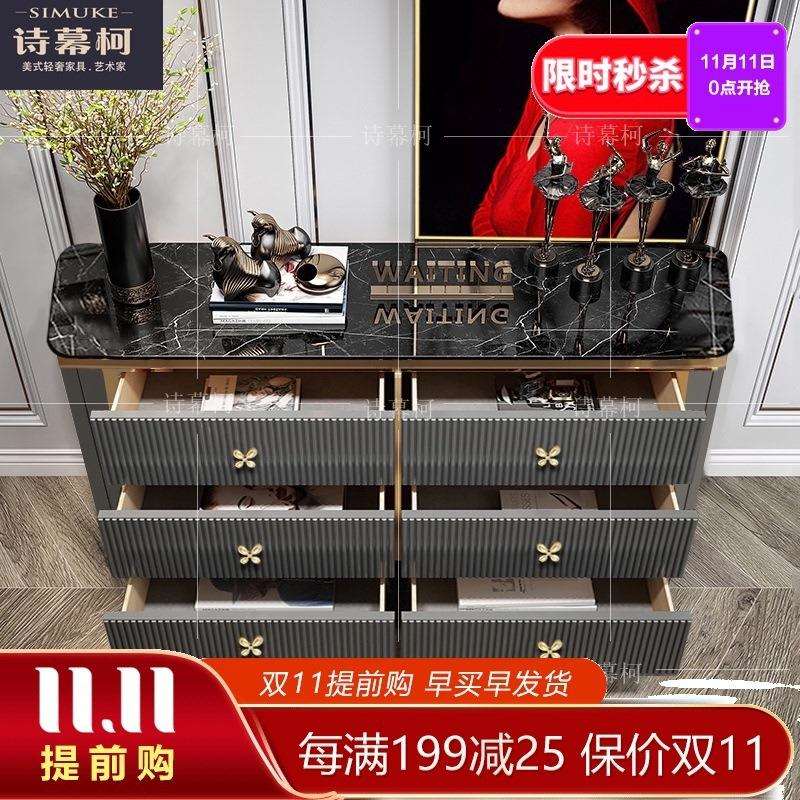 美式轻奢斗柜现代简约抽屉式收纳柜客厅储物柜意式大理石五六斗橱