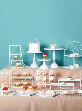 白色铁艺甜品台摆件蛋糕托盘欧式下午茶点心架冷餐茶歇摆台赵之郑