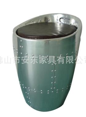 欧美英伦LOFT复古金属太空铝皮椅 仿复旧工业风格辅助圆矮凳椅