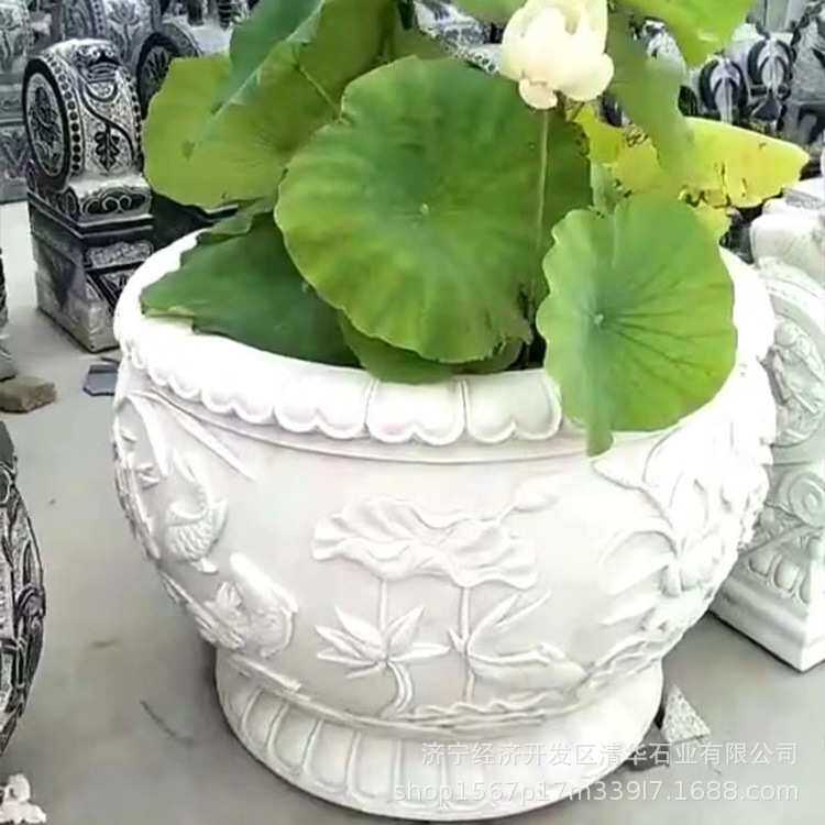 厂家供应鱼缸石头大缸多种尺寸庭院圆形缸养鱼花盘青石仿古石缸