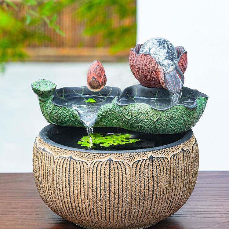 招小财客GYF厅流摆件环循水风水水轮室内客厅茶室桌面小水景喷泉
