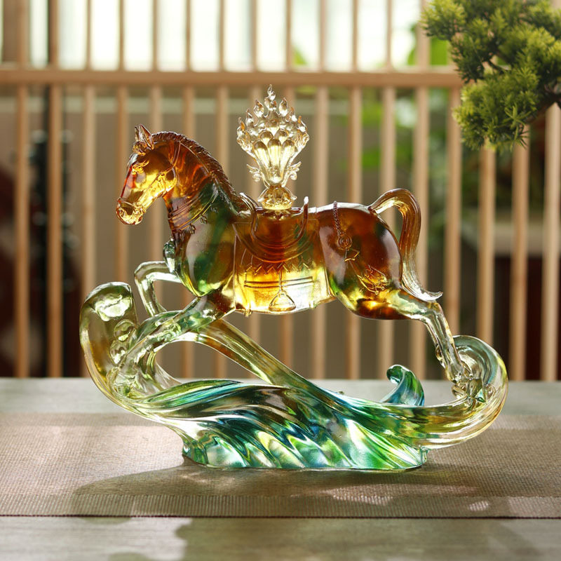 琉璃藏传风马到功成生肖马摆件