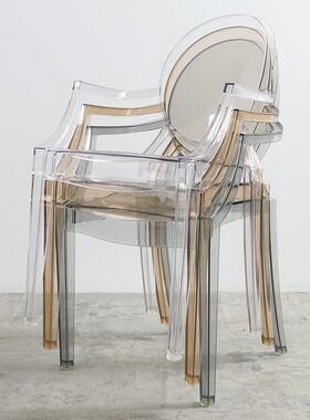 水晶明椅子网红主休亚闲创意46831透简约现代题餐厅餐椅克力塑料