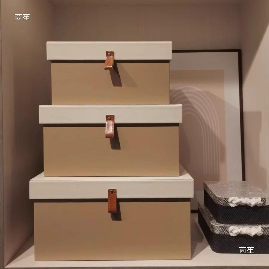 皮质收纳盒样板间软装衣间柜顶纳部收衣箱皮无品牌/革整帽理箱储