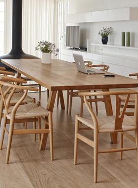 轻实木民奢宿桌餐桌椅书QBP房工作全室休闲电脑椅原木大板长条书