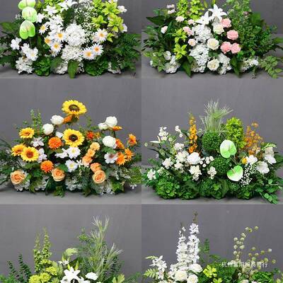 婚花森系地排花绿色F978JT7J花婚庆礼背景置假花路引花成布品花排