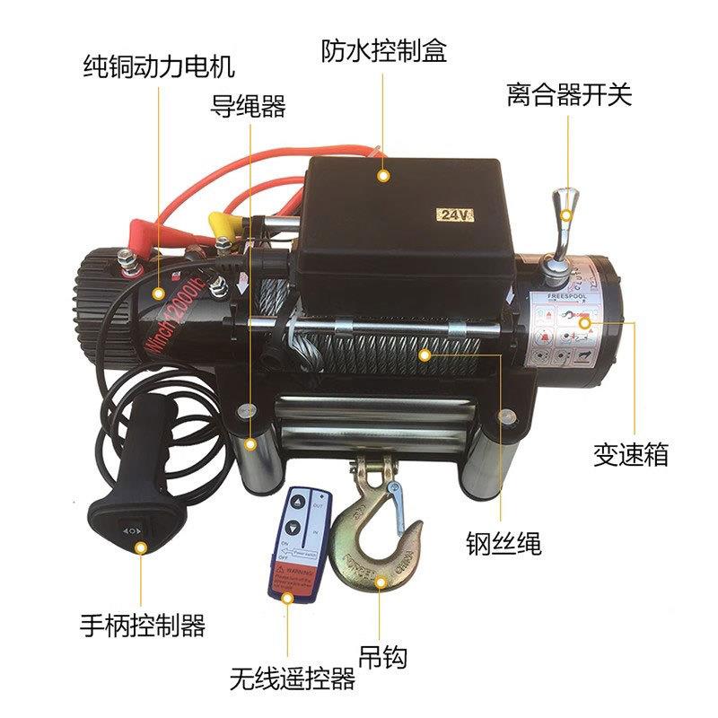 PFS汽0越野自救绞盘车载小吊机2车4v22v电车动葫芦卷扬机电动绞盘