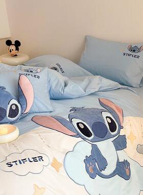 卡通史棉迪件仔全30745棉水洗棉四件套加厚纯儿童三套被套床床单