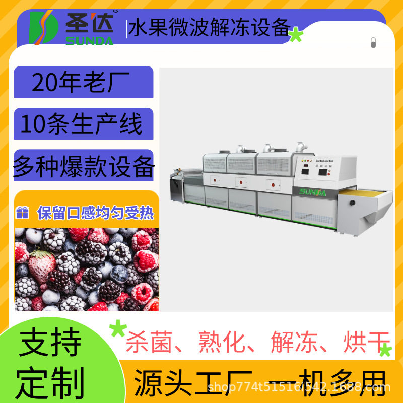冻果干除冰机 冻草莓快速化冻机整机不锈钢材质 水果微波解冻设备
