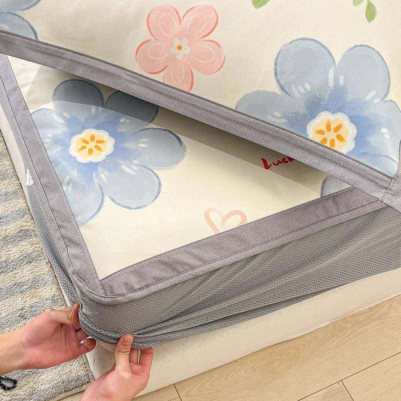 新款清新数码印花冰新丝席笠款小清床冰chuan数丝席家用可折叠小,床上用品,冰丝席,淘宝优惠券,粉丝福利购,淘宝优惠卷