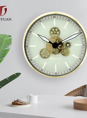 通元挂动感复古金属挂钟齿轮可转动欧光美壁钟装客厅23711饰石英