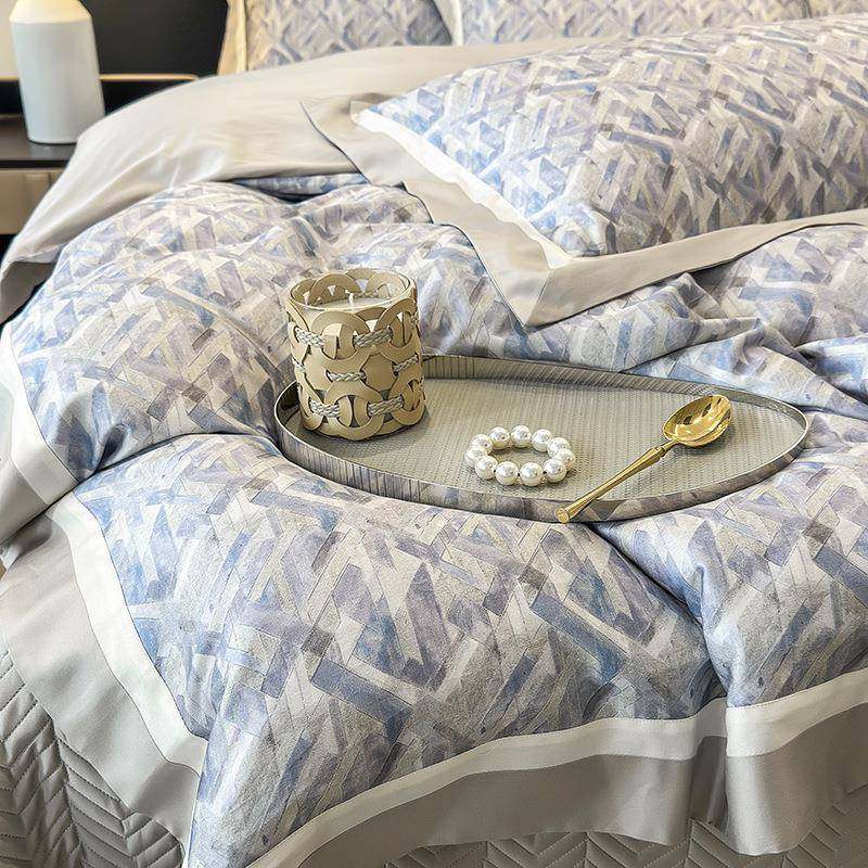 轻奢100支天丝长棉纯棉四件套床款盖上QS刺绒绣全棉被套床单床用