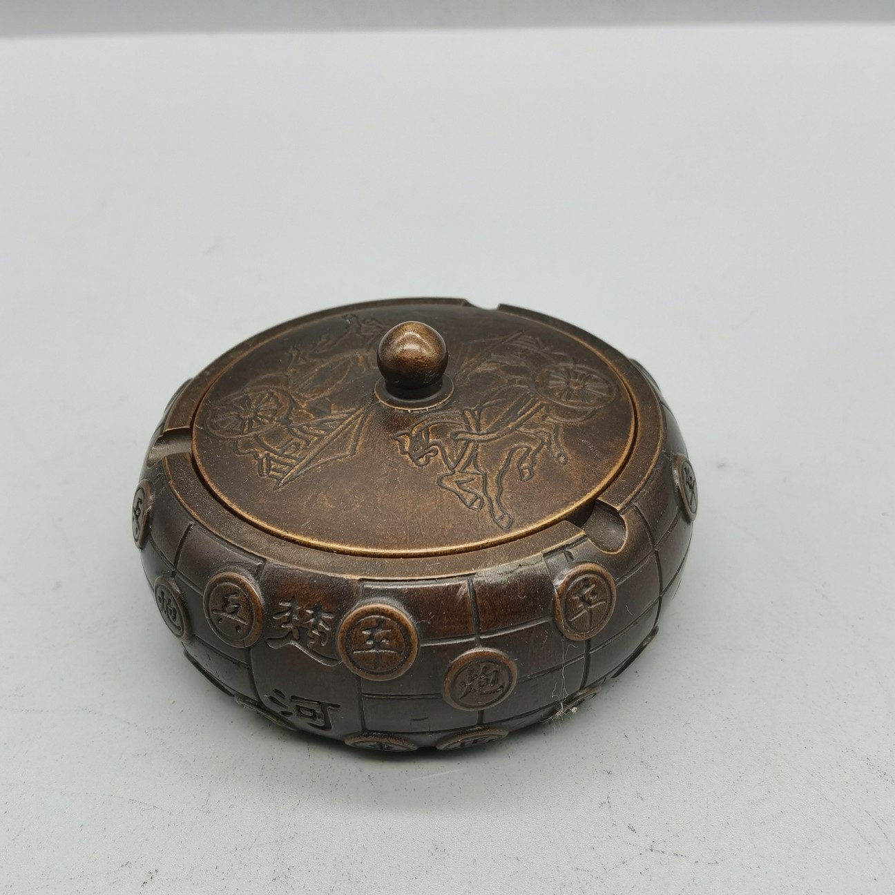 古韵斋 紫铜象棋烟灰缸 家居装饰铜摆件 古玩收藏工艺品