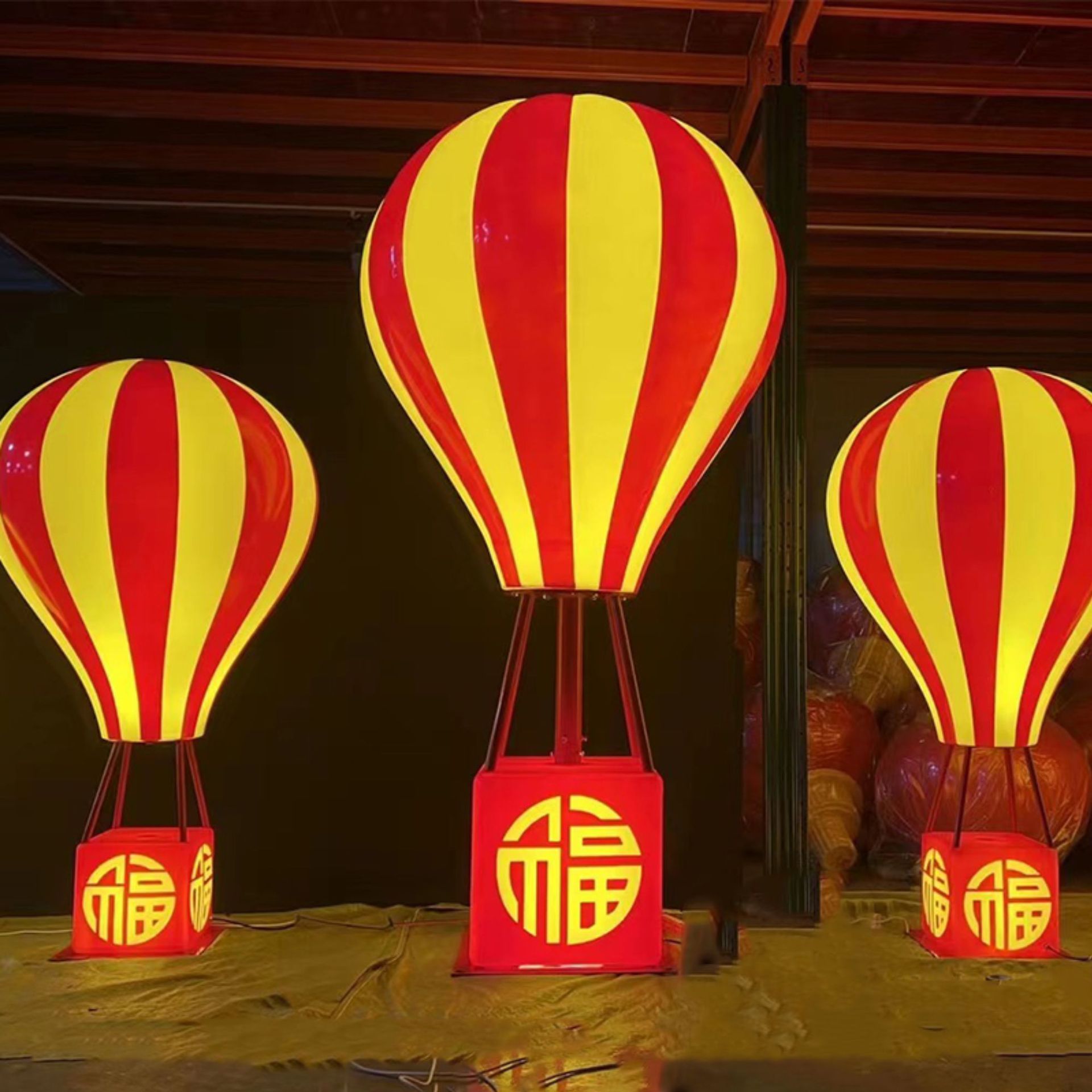仿真玻璃钢热气球落地摆件