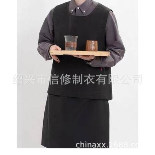 定7-17拆卸防泼水衣制两穿罩围裙定logo餐饮厨房男女轻可工装工作