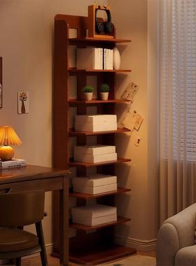 QDW实木窄缝书立架置物架落地客厅柜子家小型柜靠墙用转储角物柜