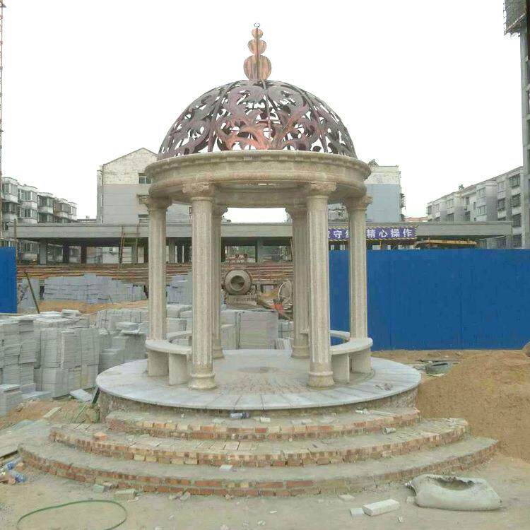 复古欧庭石雕凉亭式园林亭院理大石装饰雕塑双层石凉雕园林花架长