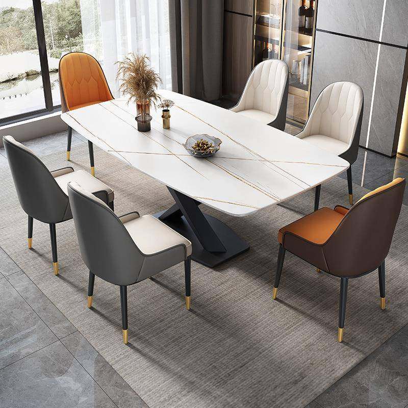 岩板餐桌家用大小户型组合意方式亮光高端长802#代形现简轻约奢西