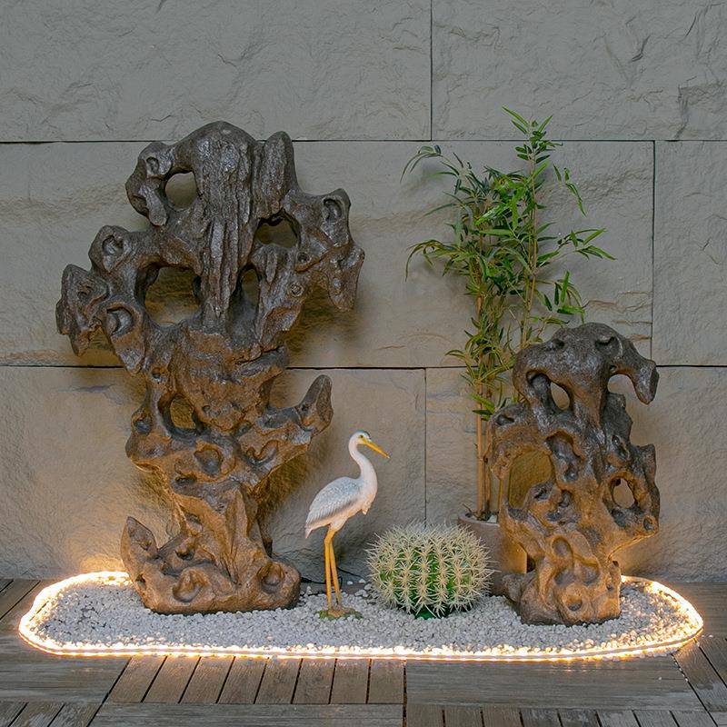 中式创轻奢室内景观艺术造景楼台20111梯玄关橱窗店铺别意地展示