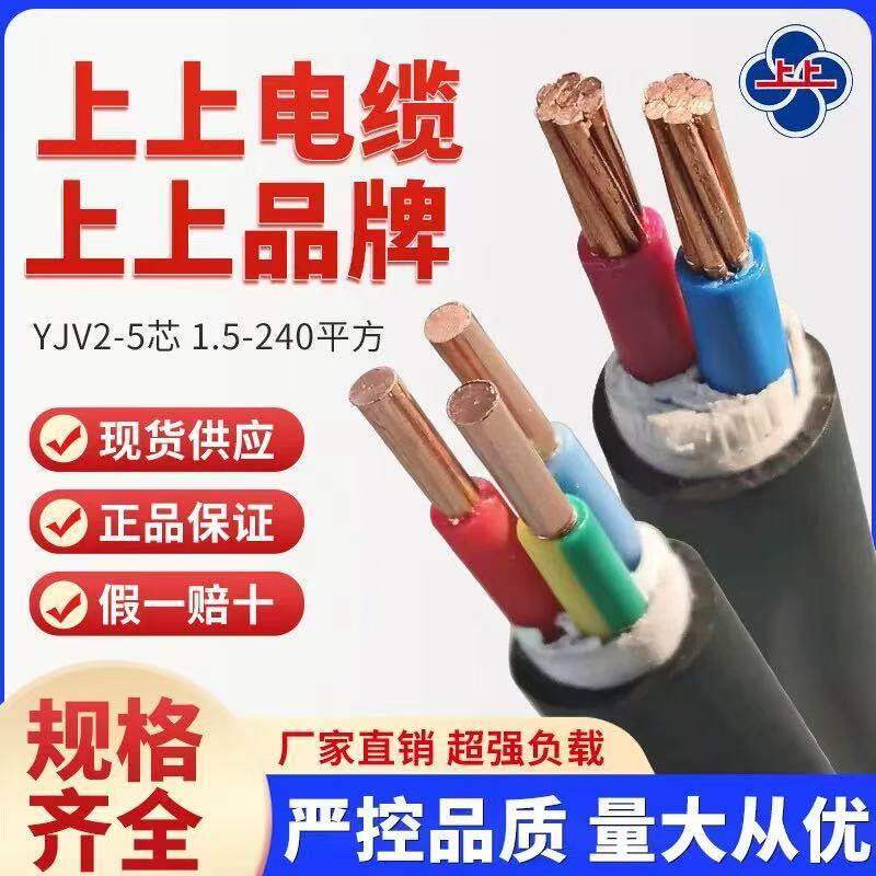 上上电缆国标纯铜YJV2 3 4 5芯10 16 25 35 50平方户外充电桩电线