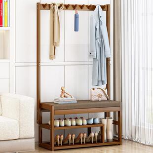 【可做外贸加工】鞋柜衣帽架一体落地门口挂衣架子玄关鞋架换鞋凳