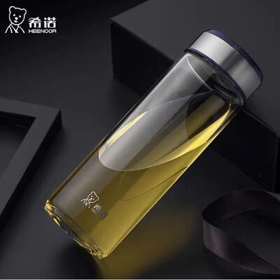 希诺 单层玻璃杯加厚简约商务送礼茶杯男女便携车载泡茶水杯6052