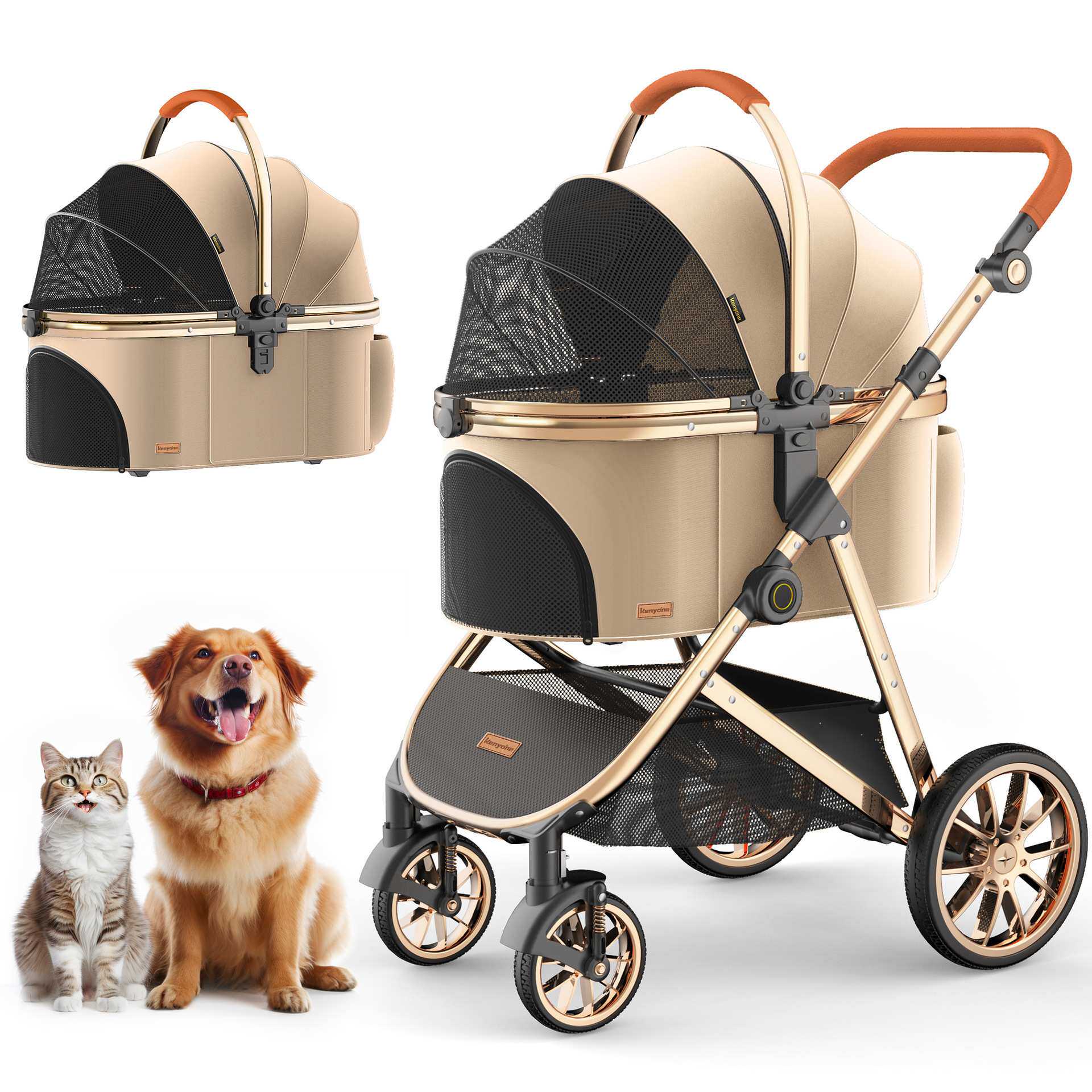 宠物C910L推车轻便可折叠拆卸推车中小型猫狗手推车Pet Stroller