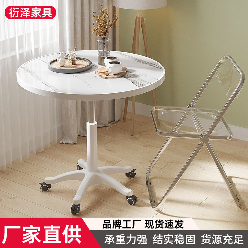 亚马逊热销升降桌带滑轮可移动电脑桌沙发边桌小圆桌床头升降桌子