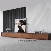 装 极简地小柜木电视柜胡桃色户型网红客厅无卧室超窄全实落地整地