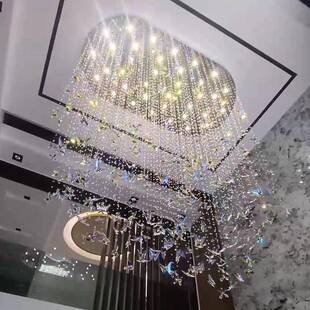 422年新款蝴蝶吊灯水晶彩色K952562别墅餐厅长方形楼复0式楼客梯