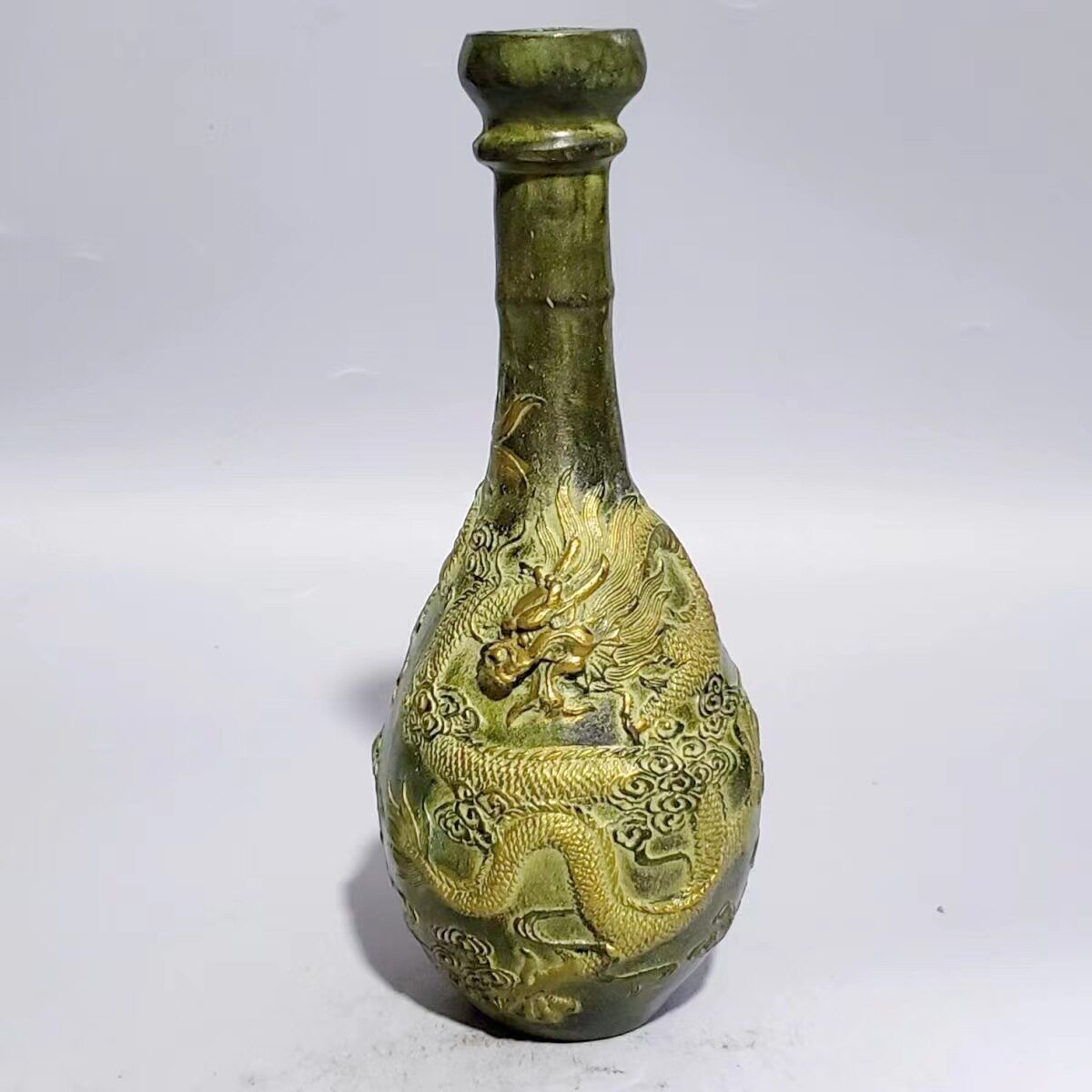 古玩杂项铜器龙凤呈祥花瓶怀旧做旧家居装饰摆件工艺饰品复古风