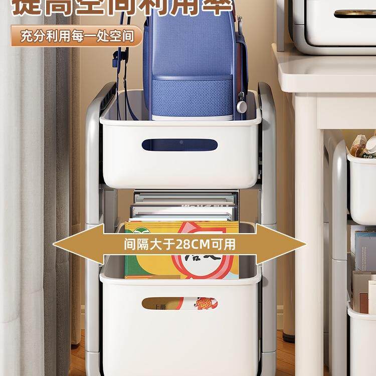 F97HJTM7书包置物架可小移动推车书书本收纳架家放包用桌下滑轮柜