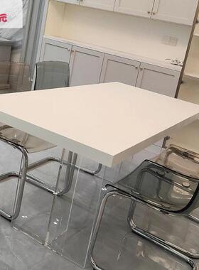 元悬辉浮岛台意式极简QWP亚季力岩板餐桌黑色轻奢长方形克家用饭