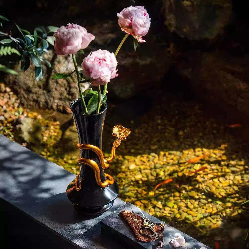 新中式复古高级客厅桌面花瓶酒店商场餐厅水培绿植花瓶办公室装饰