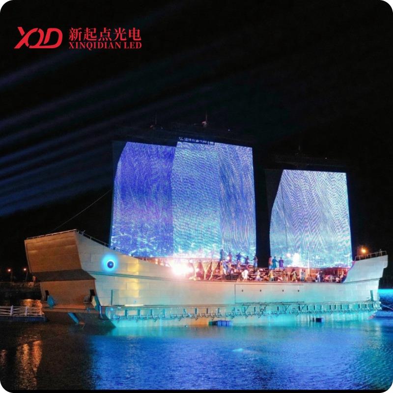 LED智能网格屏户外防水全彩P40街道楼宇桥梁景观亮化柔性网格屏