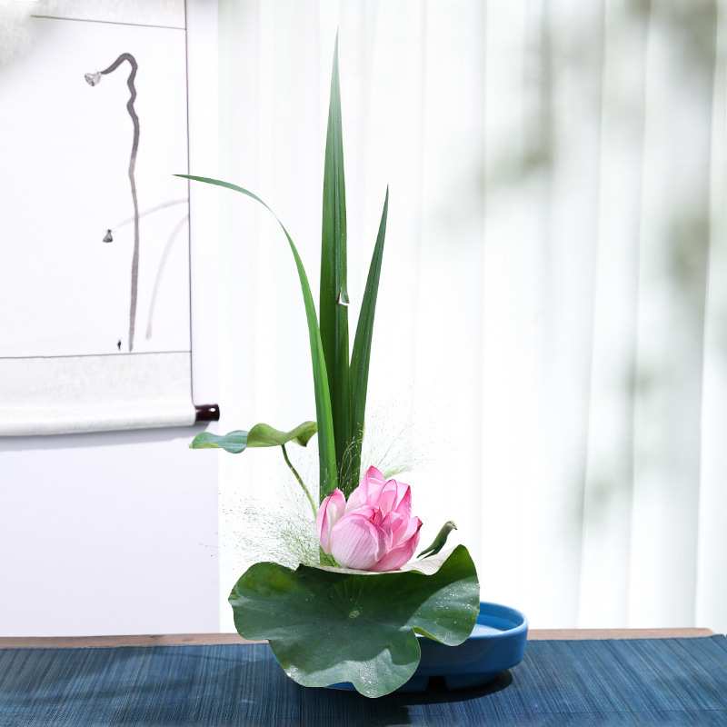 小原流专业花器 椭圆形禅意花盆花道陶瓷插花器皿小原流花道花器